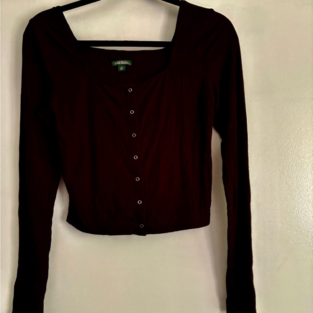 Women's Black Button-Up Top